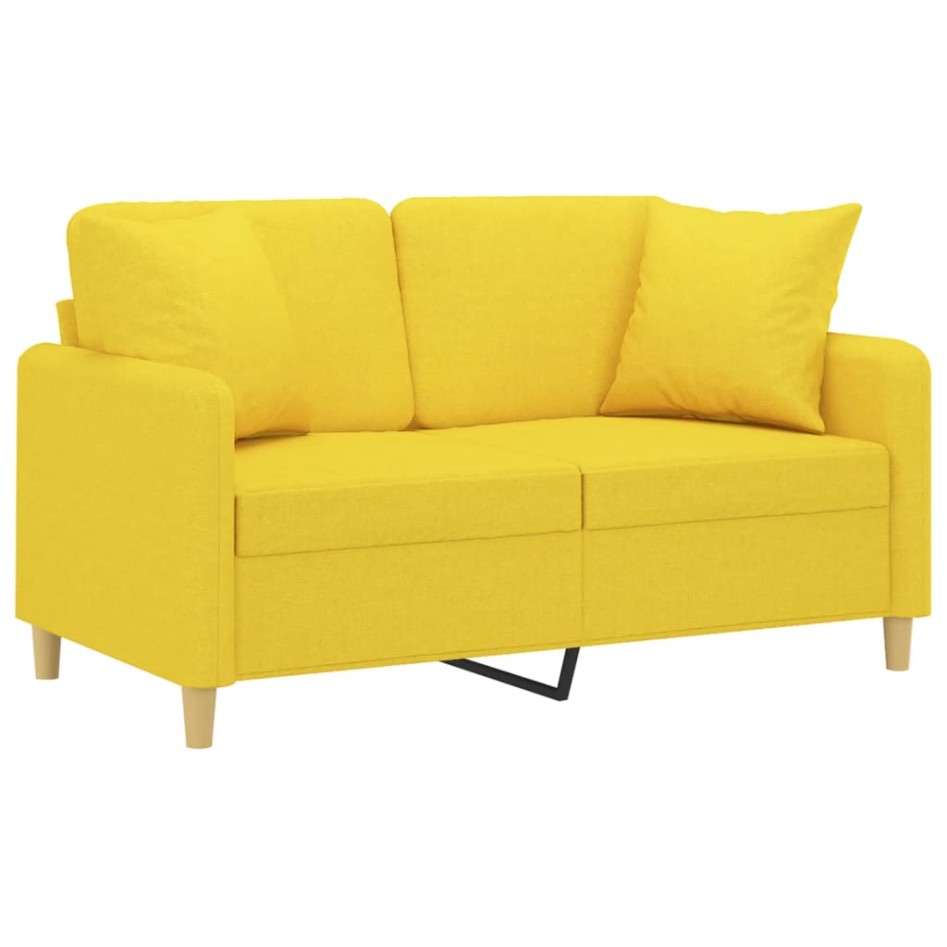 Sofá de 2 plazas con cojines tela amarillo claro 120