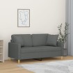 Sofá de 2 plazas con cojines tela gris oscuro 140 cm