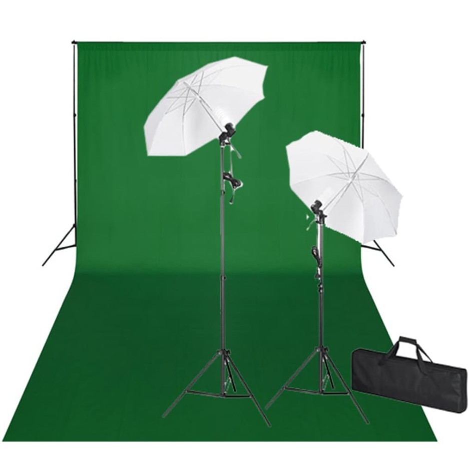 Kit de estudio fotográfico telón verde croma 600x300 y