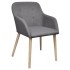 Sillas de comedor 4 uds tela gris claro y madera maciza