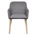 Sillas de comedor 4 uds tela gris claro y madera maciza