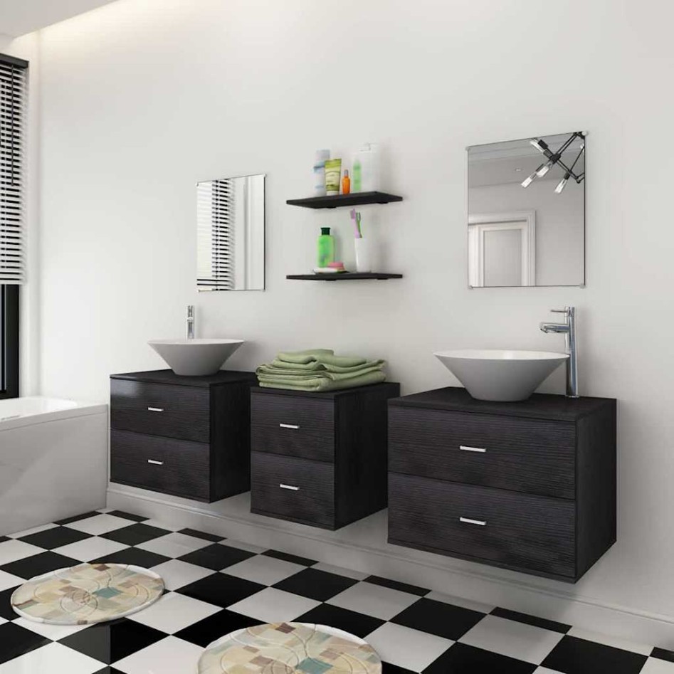 Conjunto de muebles de baño y lavabo 7 piezas