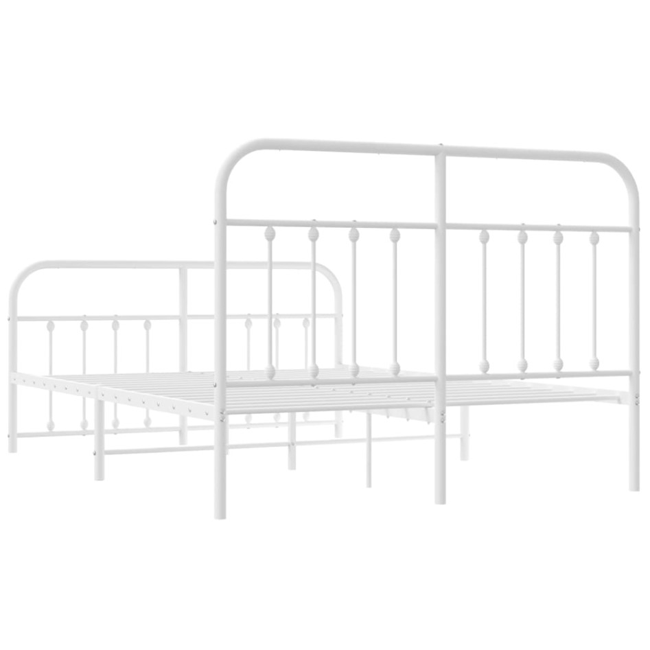 Estructura cama metal cabecero y estribo blanco 140x190