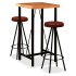 Set muebles de bar 3 pzas madera maciza acacia cuero