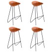 Taburetes de cocina 4 unidades cuero auténtico marrón