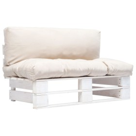 Sofá de jardín de palets con cojines color arena madera de