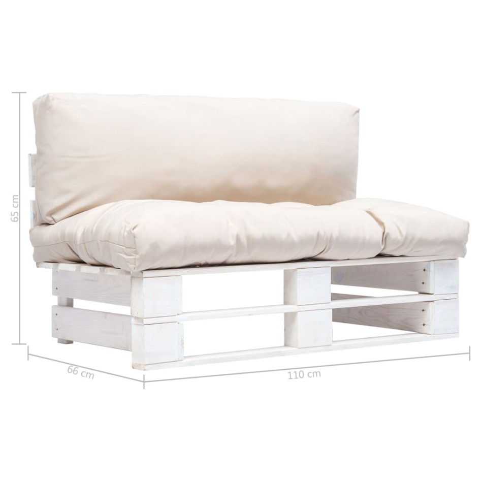 Sofá de jardín de palets con cojines color arena madera de