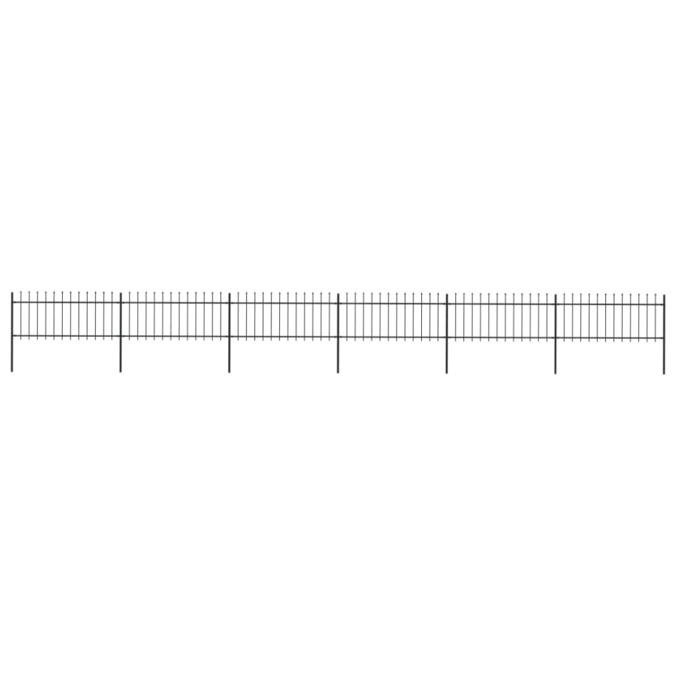 Valla de jardín con puntas de lanza acero negro 10,2x0,8