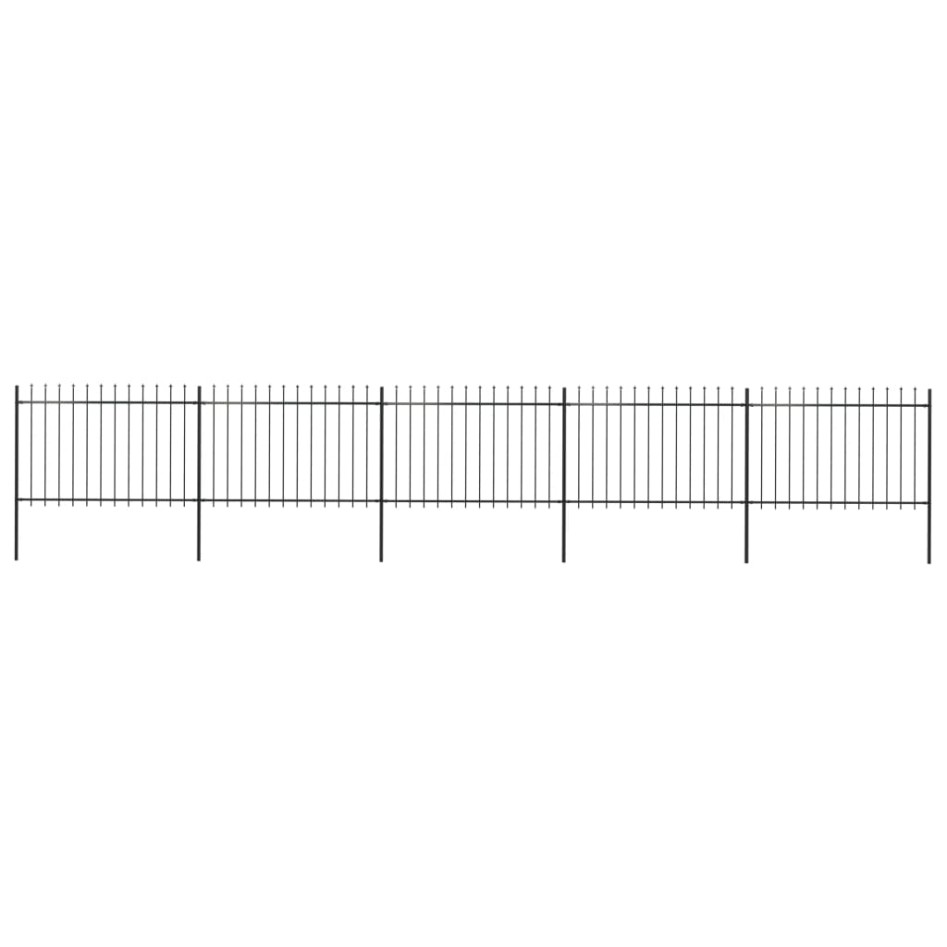Valla de jardín con puntas de lanza acero negro 8,5x1,2