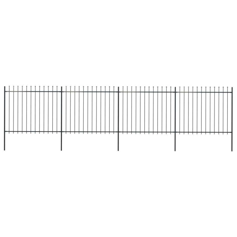 Valla de jardín con puntas de lanza acero negro 6,8x1,5