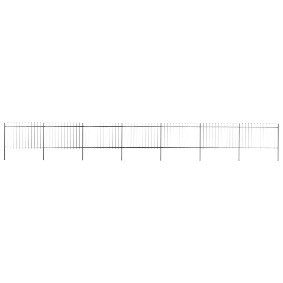 Valla de jardín con puntas de lanza acero negro 11,9x1,2