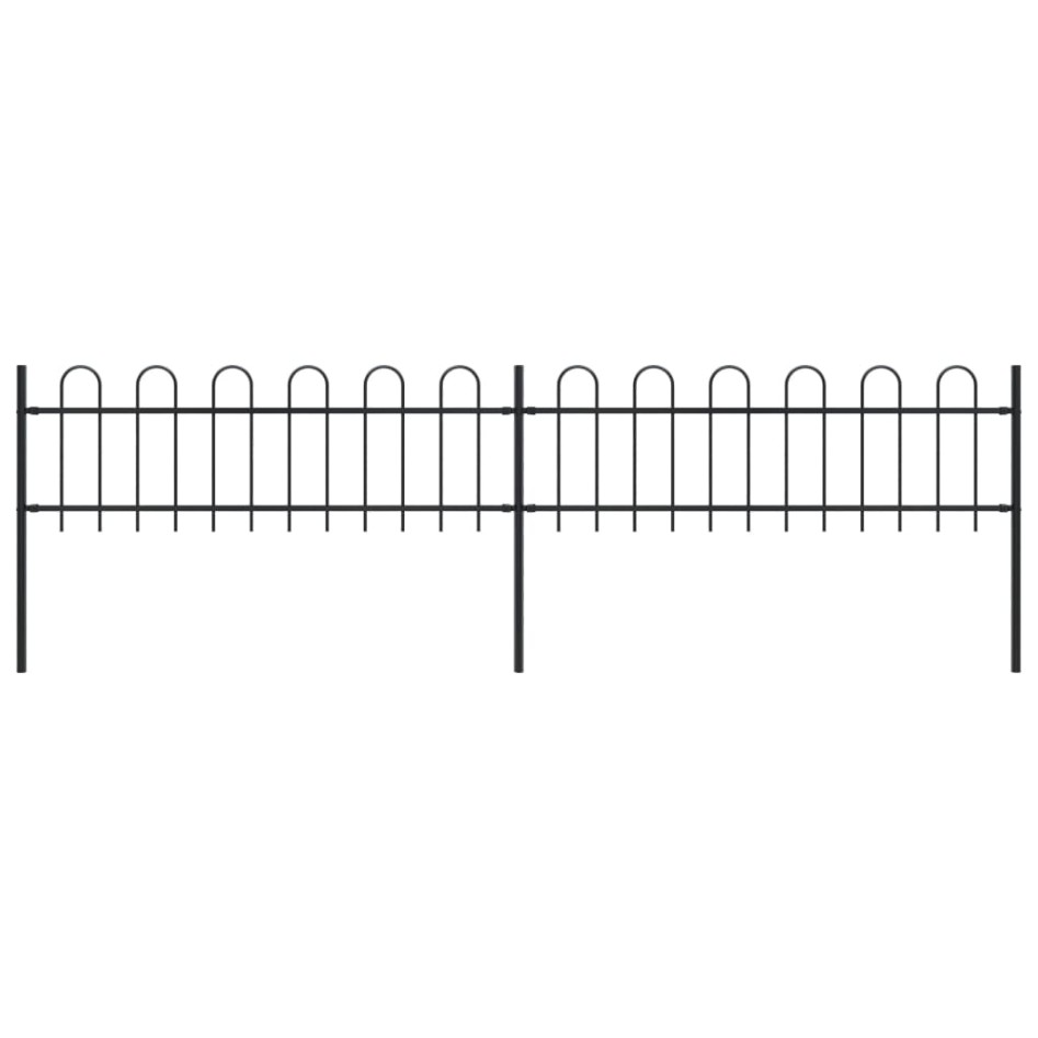 Valla de jardín con puntas de aro acero negro 3,4x0,6