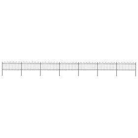 Valla de jardín con puntas de aro acero negro 11,9x0,8