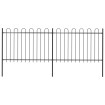 Valla de jardín con puntas de aro acero negro 3,4x1,2 m
