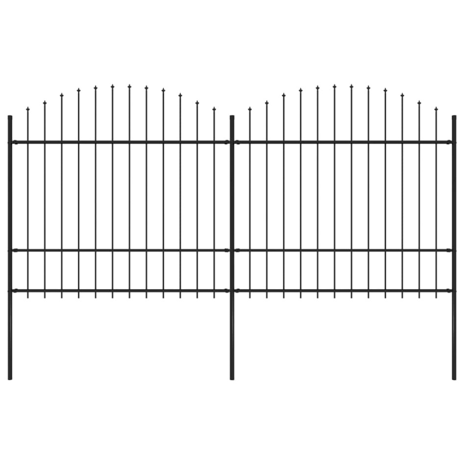 Valla de jardín con puntas de lanza acero negro