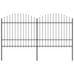 Valla de jardín con puntas de lanza acero negro (1,5-1,75)x3,4m
