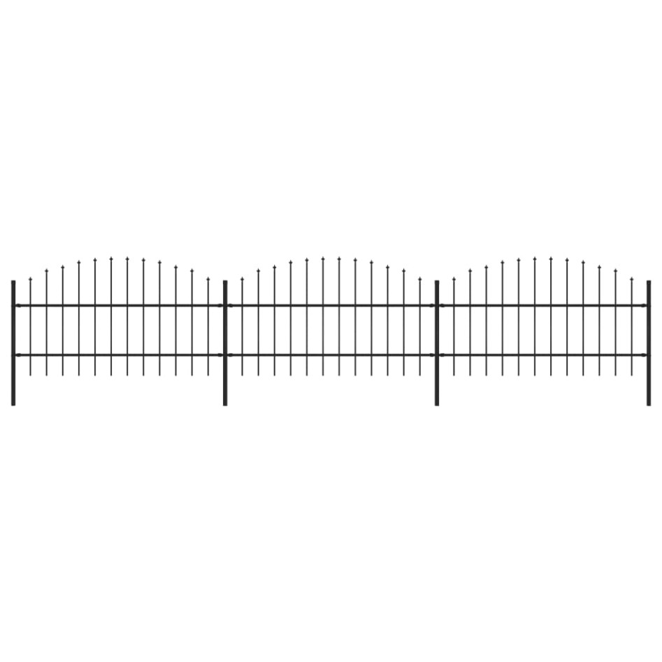 Valla de jardín con puntas de lanza acero negro (0,75-1)x5,1