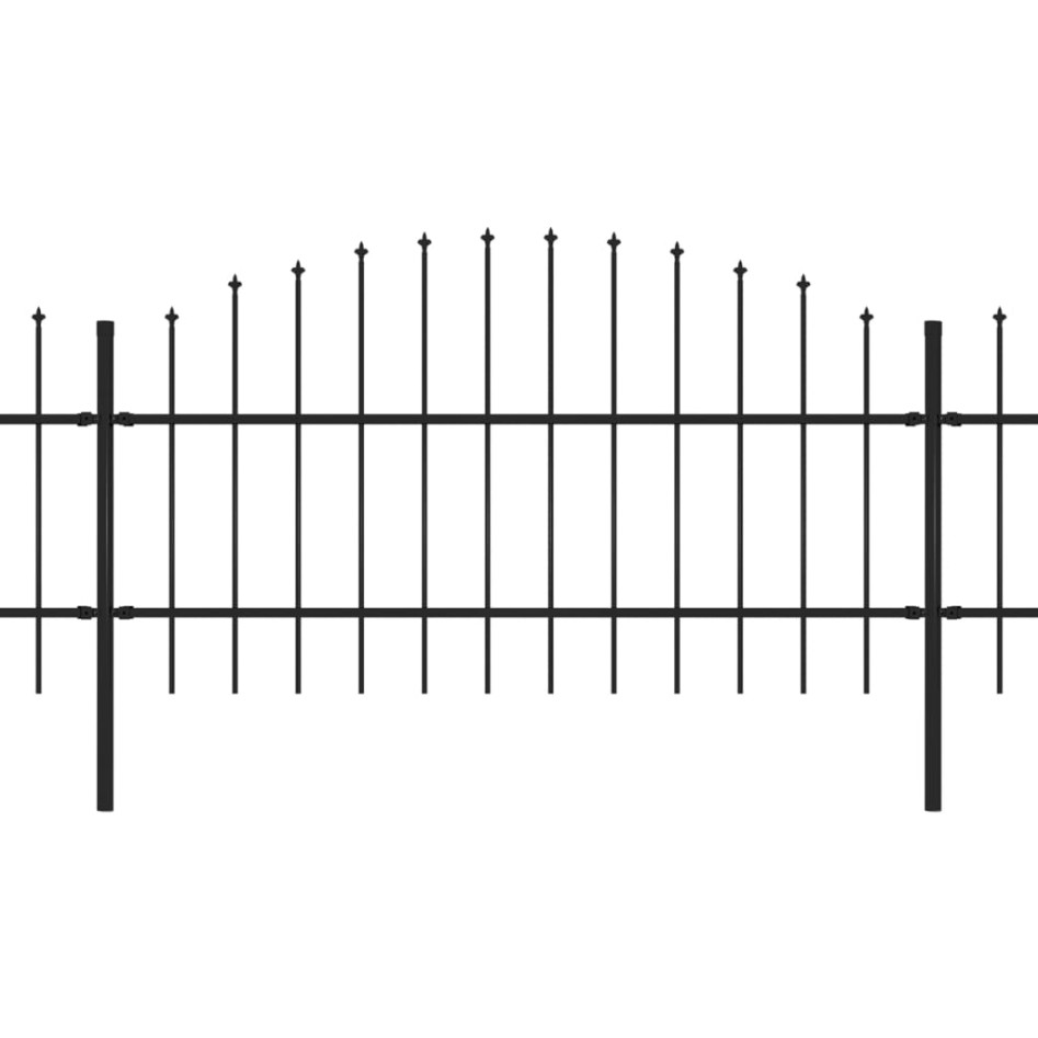 Valla de jardín con puntas de lanza acero negro (0,75-1)x5,1