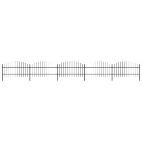 Valla de jardín con puntas de lanza acero negro (0,75-1)x8,5