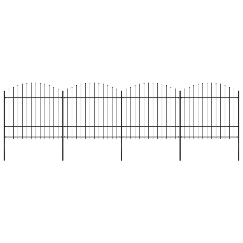 Valla de jardín con puntas de lanza acero negro