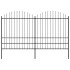 Valla de jardín con puntas de lanza acero negro (1,75-2)x3,4