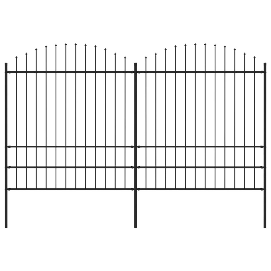 Valla de jardín con puntas de lanza acero negro (1,75-2)x3,4
