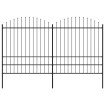 Valla de jardín con puntas de lanza acero negro (1,75-2)x3,4 m