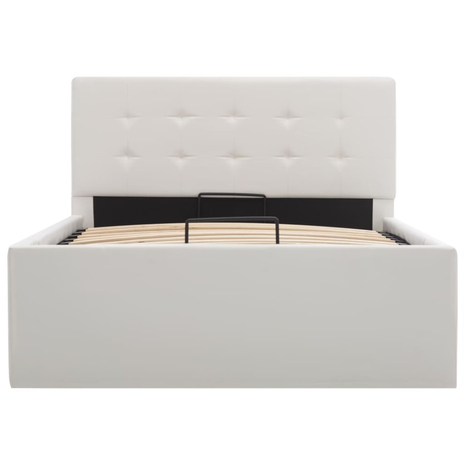 Cama canapé hidráulica cuero sintético blanco 90x200