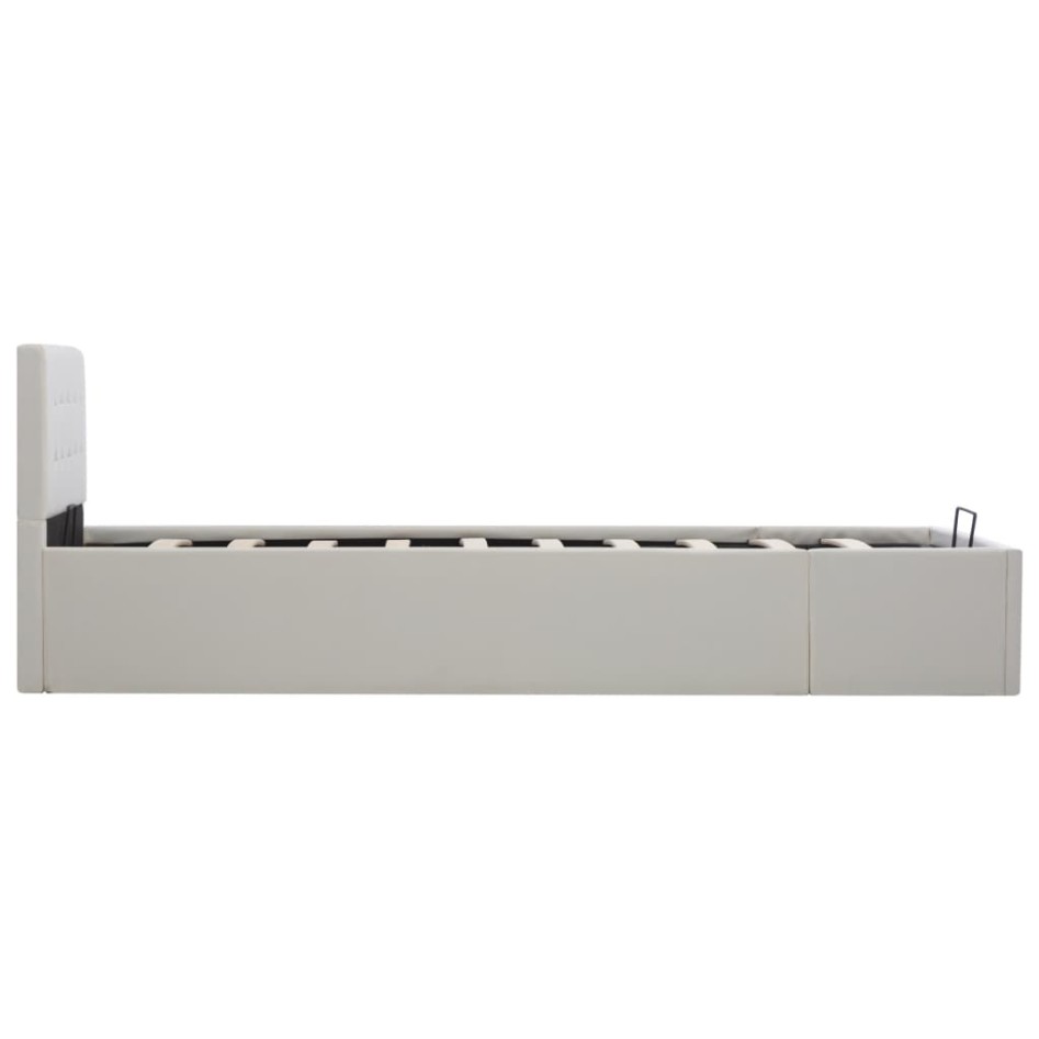 Cama canapé hidráulica cuero sintético blanco 90x200