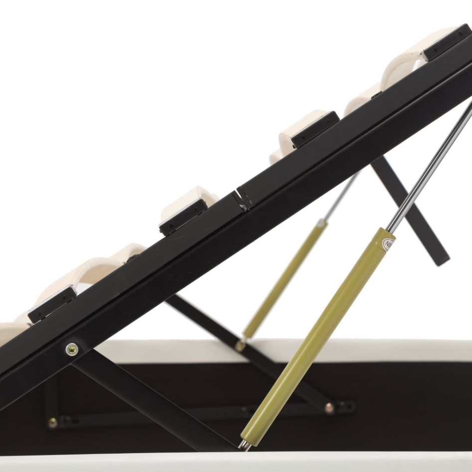 Cama canapé hidráulica cuero sintético blanco 90x200