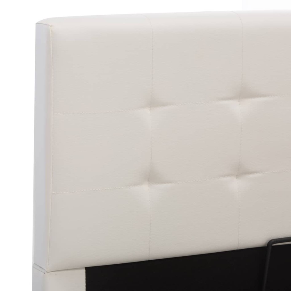 Cama canapé hidráulica cuero sintético blanco 90x200