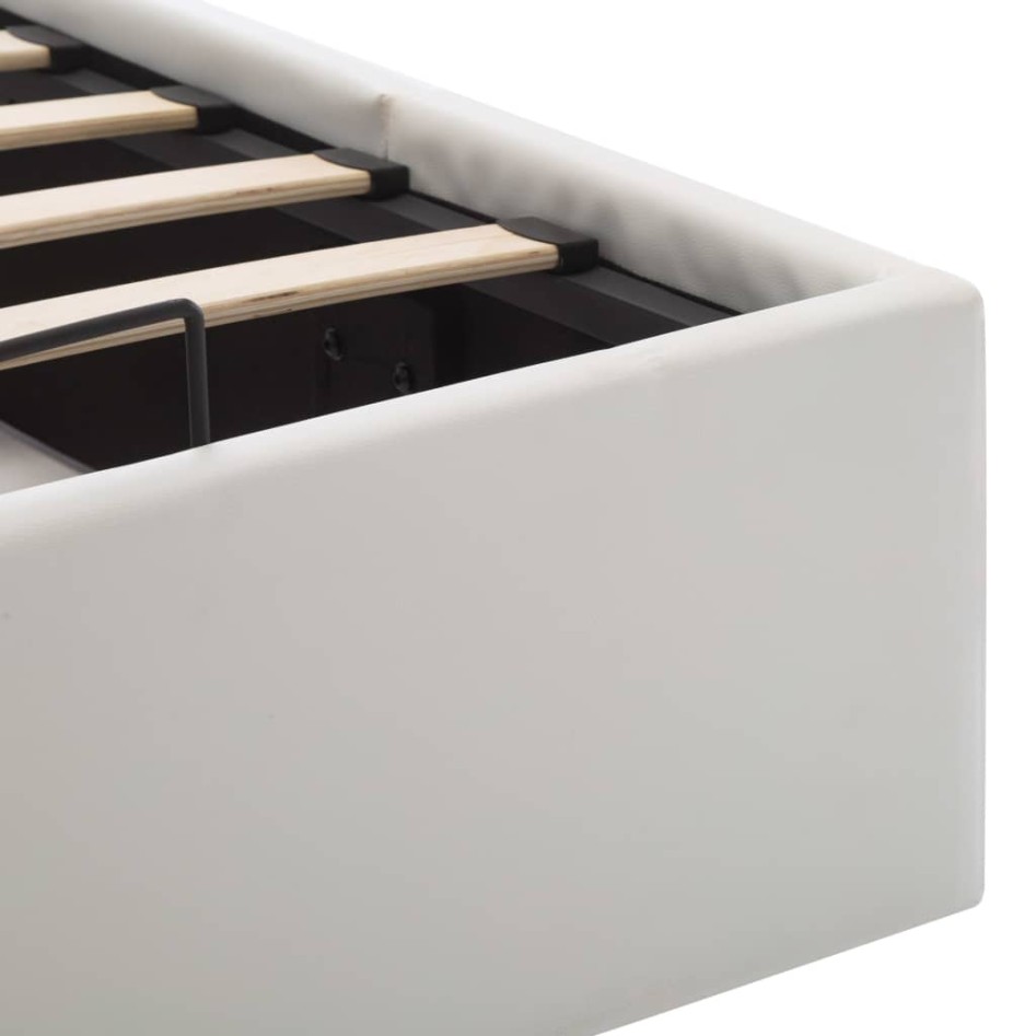 Cama canapé hidráulica cuero sintético blanco 90x200