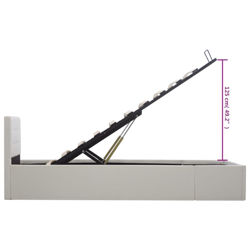 Cama canapé hidráulica cuero sintético blanco 90x200