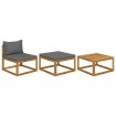 Muebles de jardín 3 piezas con cojines madera maciza de acacia