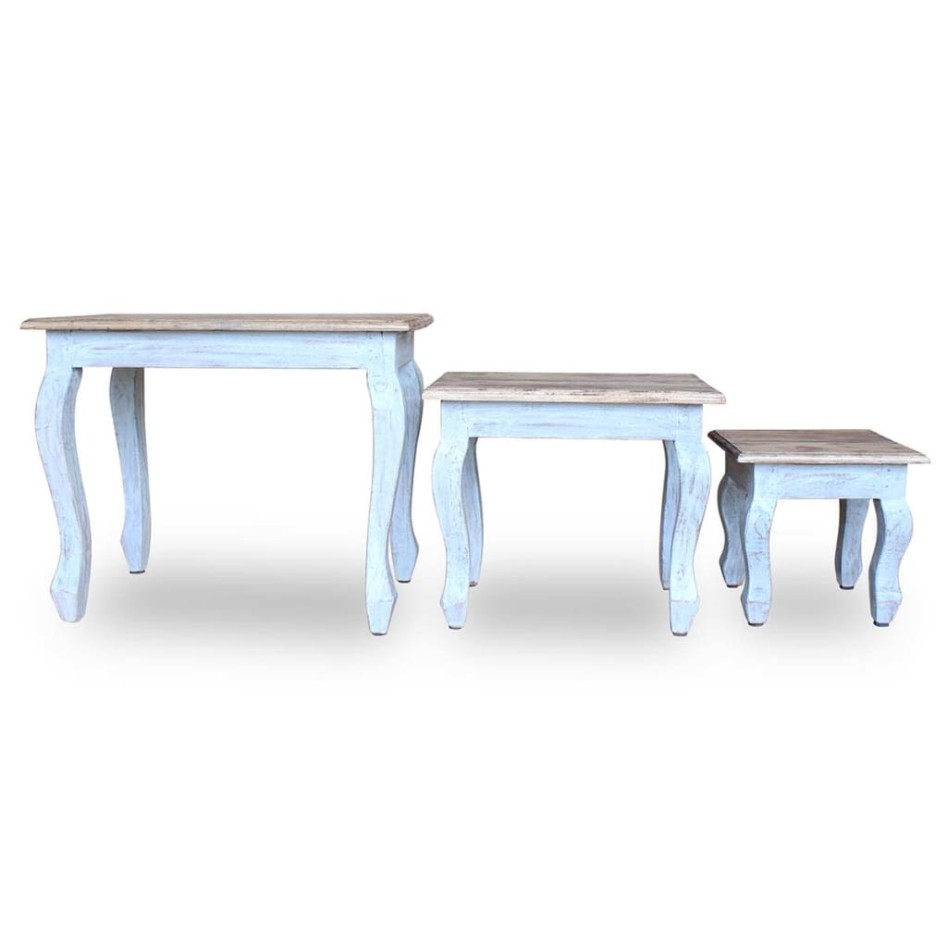 Set de 3 mesitas apilables de madera maciza