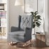 Sillón con patas mecedoras madera maciza caucho tela gris