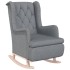 Sillón con patas mecedoras madera maciza caucho tela gris
