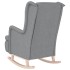 Sillón con patas mecedoras madera maciza caucho tela gris