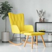 Silla mecedora con reposapiés tela amarillo mostaza