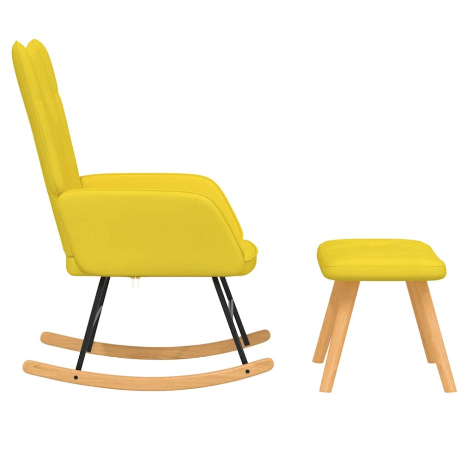 Silla mecedora con reposapiés tela amarillo