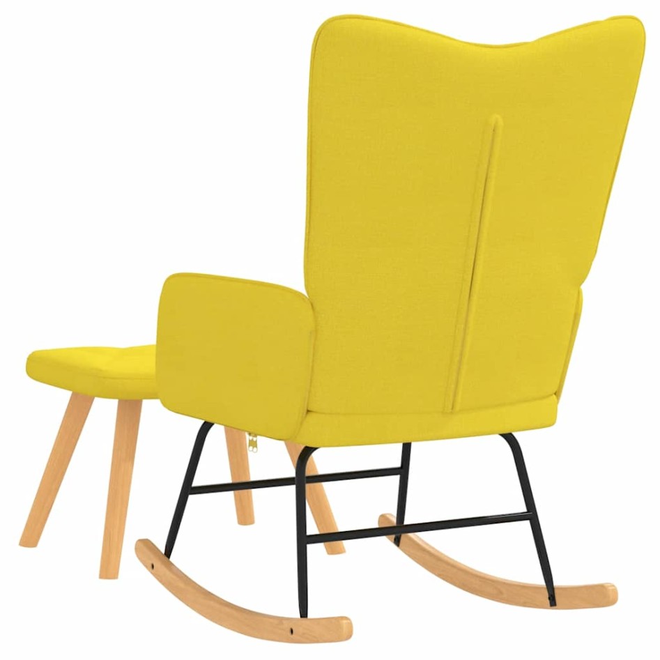 Silla mecedora con reposapiés tela amarillo