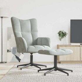 Sillón de relax con taburete de terciopelo gris