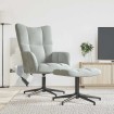Sillón de relax con taburete de terciopelo gris claro