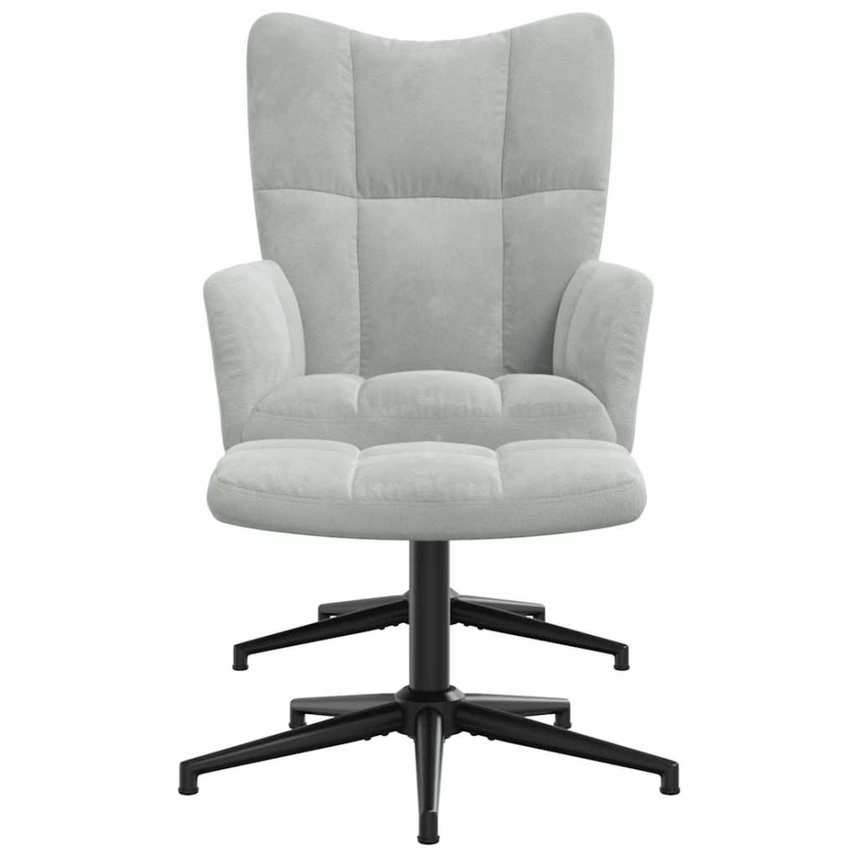 Sillón de relax con taburete de terciopelo gris