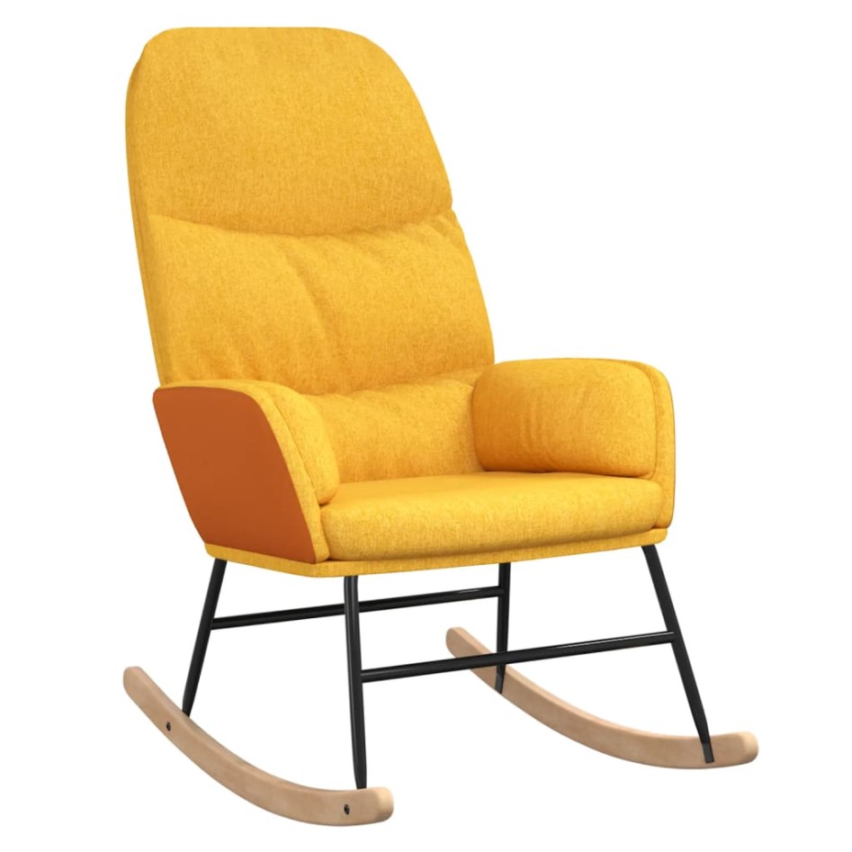 Silla mecedora de tela amarillo