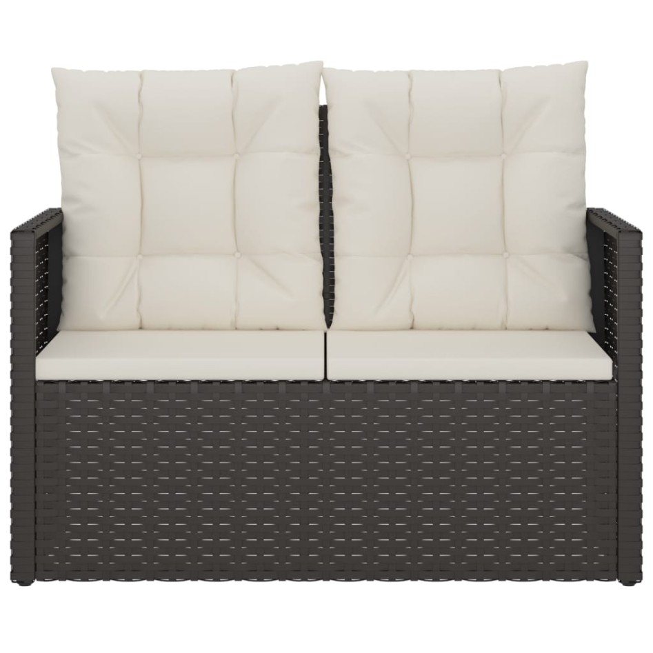 Banco de jardín con cojines ratán sintético negro 105