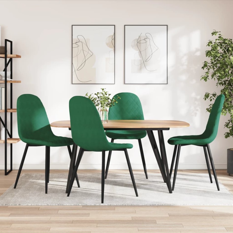 Sillas de comedor 4 unidades terciopelo verde