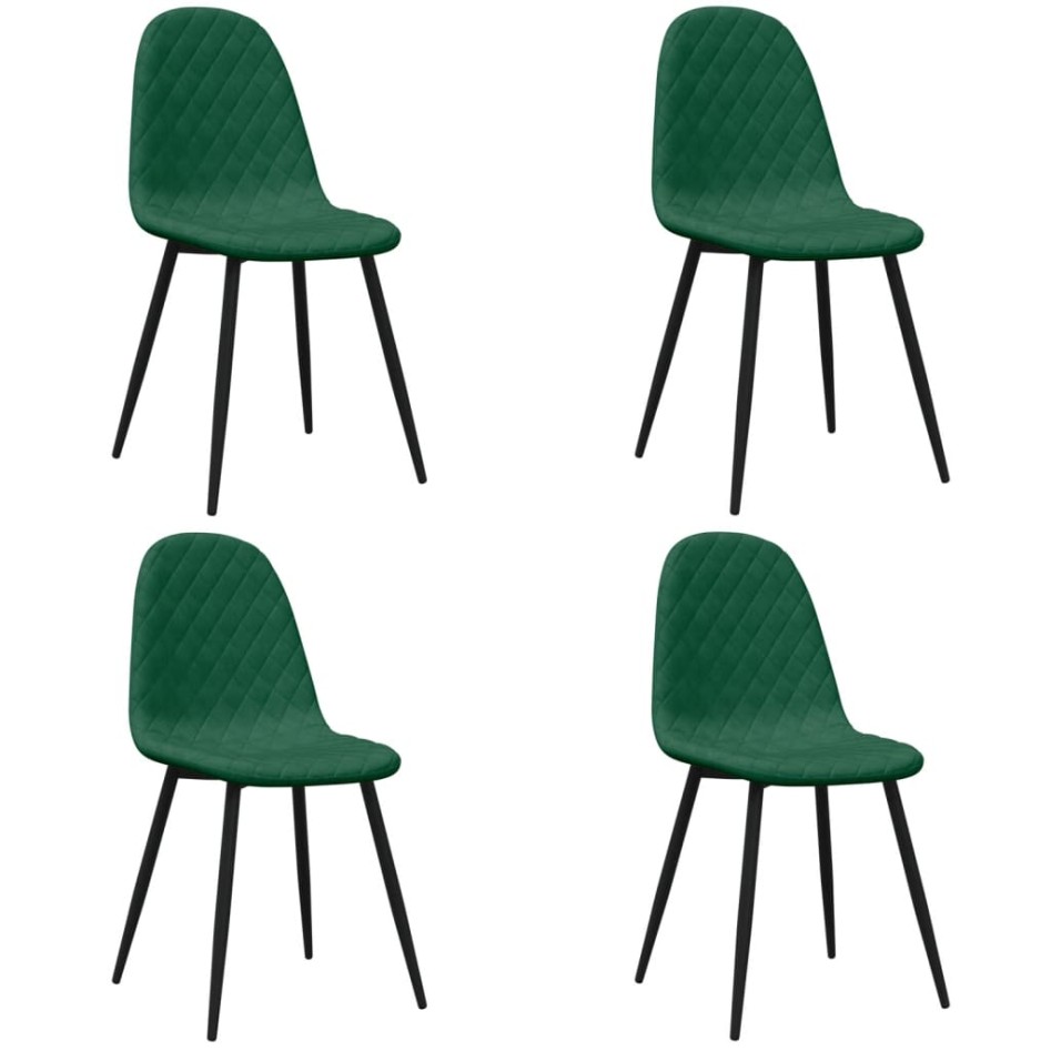 Sillas de comedor 4 unidades terciopelo verde
