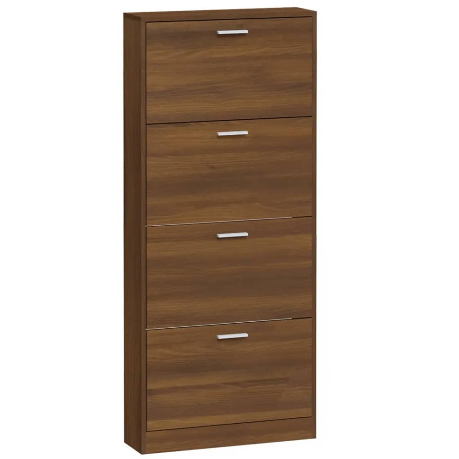 Mueble zapatero madera contrachapada marrón roble 59x17x150