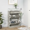 Mueble zapatero madera contrachapada gris hormigón 63x24x104 cm